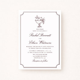 Burgundy Elegant Frame Wedding Invitation Aankondiging