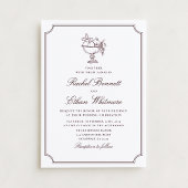 Burgundy Elegant Frame Wedding Invitation Aankondiging