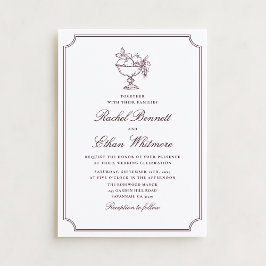 Burgundy Elegant Frame Wedding Invitation Aankondiging