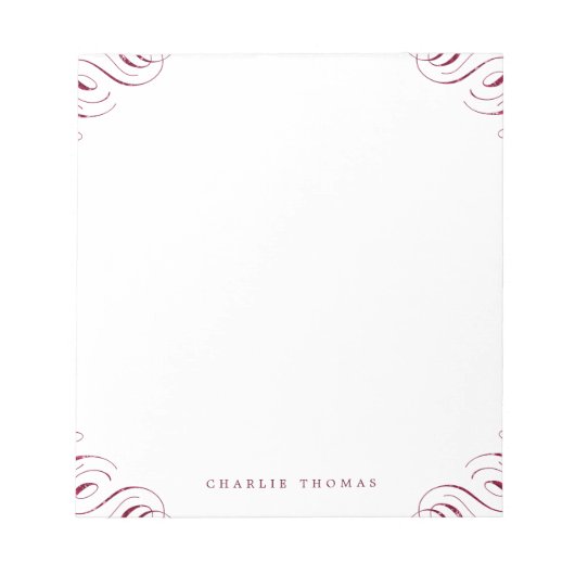 Burgundy elegant gepersonaliseerd kantoorbenodigd notitieblok (Voorkant)