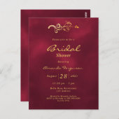 Burgundy elegant klassieke bruiddoucheuitnodiging briefkaart (Voorkant / Achterkant)