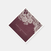 Burgundy elegant  lace rustige bruiloft servetten (Hoek)