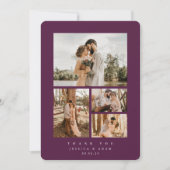 Burgundy Elegant Minimal 4 Photo Wedding Flat Bedankkaart (Voorkant)