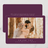 Burgundy Elegant Minimal Single Photo Wedding Bedankkaart (Voorkant / Achterkant)