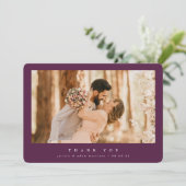 Burgundy Elegant Minimal Single Photo Wedding Bedankkaart (Staand voorkant)