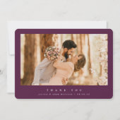 Burgundy Elegant Minimal Single Photo Wedding Bedankkaart (Voorkant)