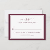 Burgundy Elegant Minimalist Border Script Weduwen RSVP Kaartje (Voorkant)