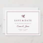 Burgundy Elegant Minimalist Wedding Save The Date (Voorkant)
