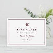 Burgundy Elegant Minimalist Wedding Save The Date (Staand voorkant)