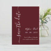 Burgundy Elegant Modern Save The Date (Staand voorkant)