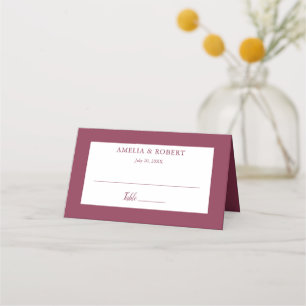 Burgundy Elegant Modern Simple Place Card Plaatskaartje
