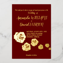 Burgundy Elegant Real Golden Folie Invitation