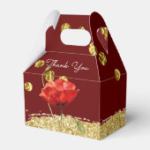 Burgundy Elegant Red Flower Wedding Favor Box Bedankdoosjes (Achterkant)