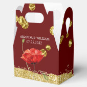 Burgundy Elegant Red Flower Wedding Favor Box Bedankdoosjes (Geopend)