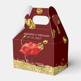 Burgundy Elegant Red Flower Wedding Favor Box Bedankdoosjes