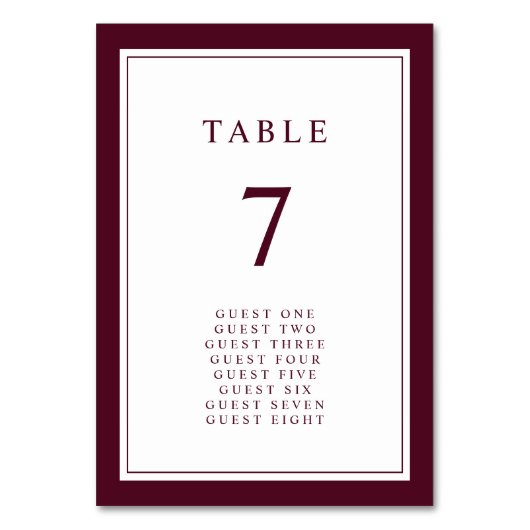 Burgundy Elegant Simple Minimal Border Wedding Kaart (Achterkant)