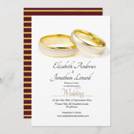 Burgundy Elegant Simple Rings Wedding Invitation Kaart