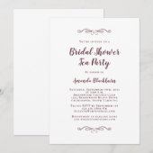 Burgundy Elegant Tea Weddings Vrijgezellenfeest Mo Kaart (Voorkant / Achterkant)