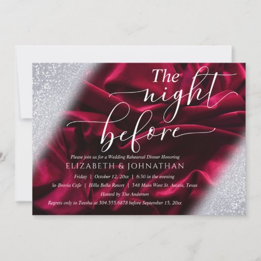 Burgundy Elegant The Night Before Rehearsal Dinner Kaart (Voorkant)