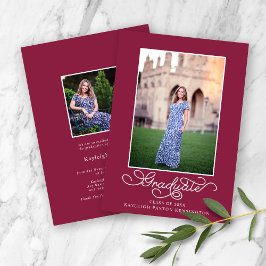 Burgundy Elegant Typography Afstuderen Foto Aankondiging