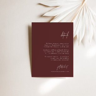 Burgundy Elegant Wedding Details Enclosure Card Informatiekaartje