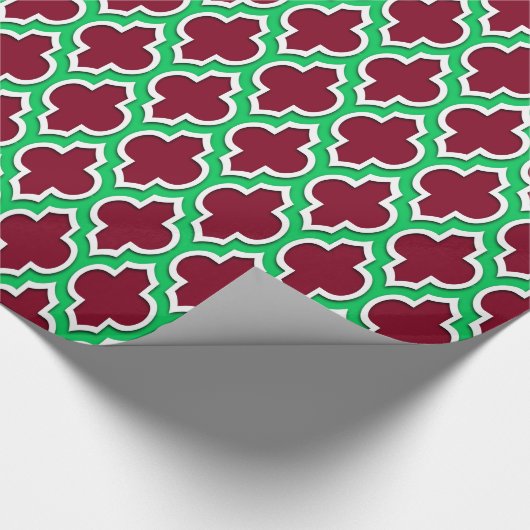 Burgundy Emerald Green Wht XL Moroccan #4DS Cadeaupapier (Hoek)