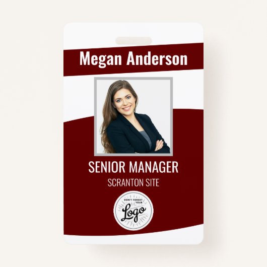 Burgundy Employee Photo ID Badge (Voorkant)