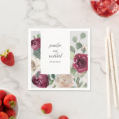 Burgundy en Beige Rustic Floral Wedding Servet (Insitu)