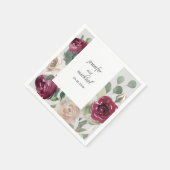 Burgundy en Beige Rustic Floral Wedding Servet (Hoek)
