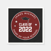 Burgundy en Black Class of High School Afstuderen Servet (Voorkant)