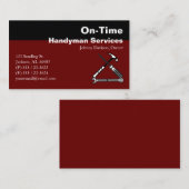Burgundy en Black Handyman Services Visitekaartje (Voorkant / Achterkant)
