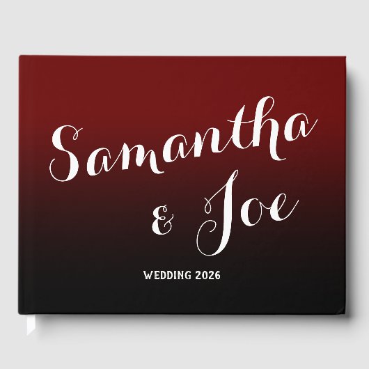 Burgundy en Black Ombre Wedding Gastenboek (Voorkant)