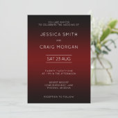 Burgundy en Black Ombre Wedding Invitation Kaart (Staand voorkant)