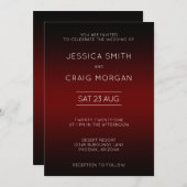 Burgundy en Black Ombre Wedding Invitation Kaart (Voorkant / Achterkant)