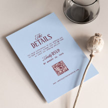 Burgundy en Blauwe Trouwdetails RSVP-code