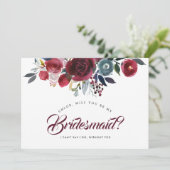 Burgundy en Blauwgroen... ben je mijn Bridesmaïde  Kaart (Staand voorkant)