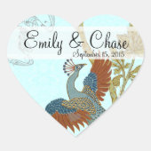 Burgundy en Blauwgroen Peacock Wedding Sticker (Voorkant)