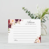 burgundy en bloesbloem advieskaart (Staand voorkant)