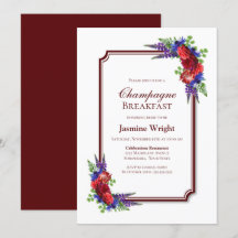 Burgundy en Blue Floral Champagne Breakfast