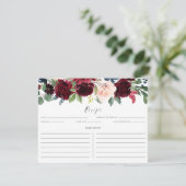 Burgundy en Blue Floral Garland Recipe Card (Staand voorkant)
