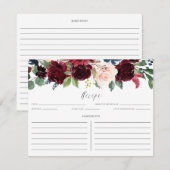 Burgundy en Blue Floral Garland Recipe Card (Voorkant / Achterkant)