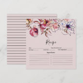 Burgundy en Blue Floral Garland Recipe Card (Voorkant / Achterkant)