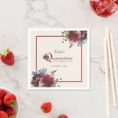 Burgundy en Blue Floral Quinceanera Party Servet (Insitu)