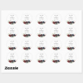 Burgundy en Blue Floral Wedding Ronde Sticker (Vel)