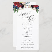 Burgundy en Blue Wedding Save the Date Bladwijzer (Voorkant / Achterkant)
