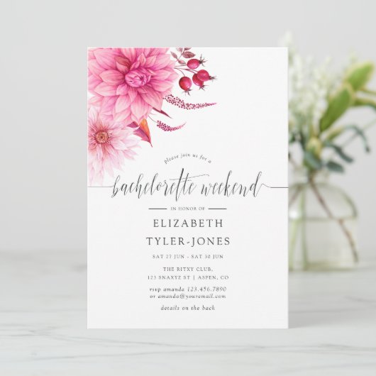 Burgundy en Blush Autumn Bachelorette Weeekend Kaart (Staand voorkant)