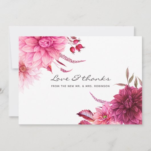 Burgundy en Blush Autumn Fall Wedding Bedankkaart (Voorkant)