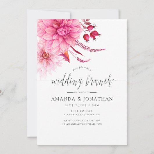 Burgundy en Blush Autumn Fall Wedding Brunch Kaart (Voorkant)