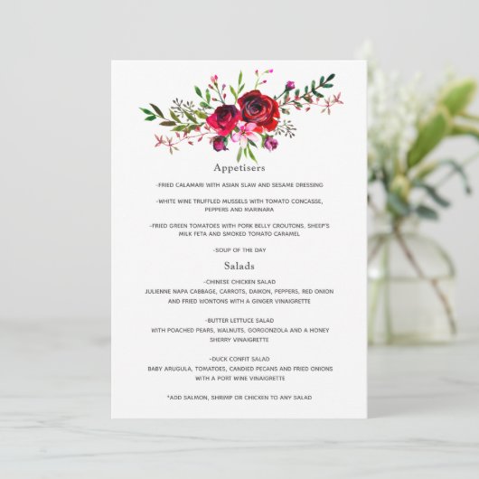 Burgundy en Blush Autumn Fall Wedding Menu (Staand voorkant)