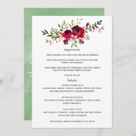 Burgundy en Blush Autumn Fall Wedding Menu